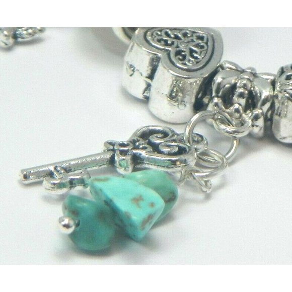 Turquoise Gemstone-Energy-Bracelet &Charm-European Style -512 - Picture 2 of 7
